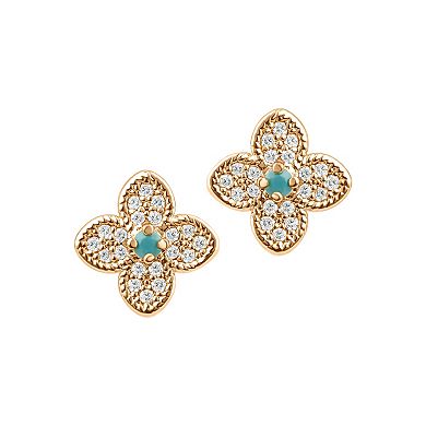 Adornia Simulated Turquoise Flower Stud Earrings