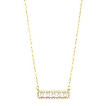 Adornia Simulated Pearl Pave Bar Necklace