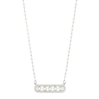Adornia Simulated Pearl Pave Bar Necklace