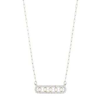 Adornia Simulated Pearl Pave Bar Necklace