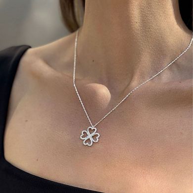 Adornia Heart Cubic Zirconia Pave Clover Pendant Necklace