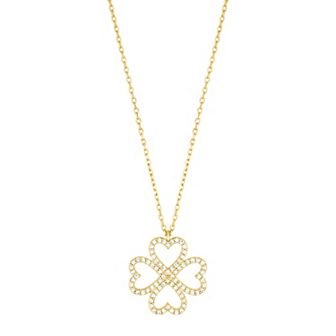 Adornia Heart Cubic Zirconia Pave Clover Pendant Necklace