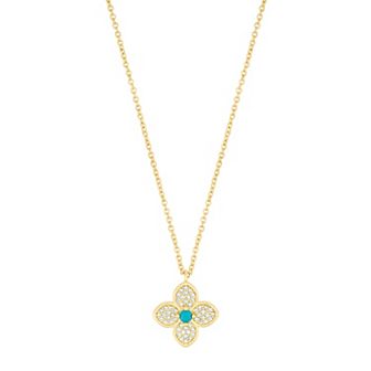 Adornia Simulated Turquoise Flower Necklace