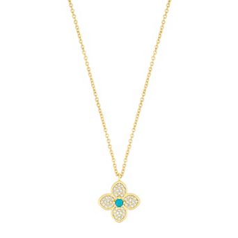Adornia Simulated Turquoise Flower Necklace