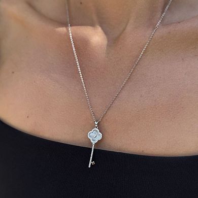 Adornia Cubic Zirconia Pave Clover Key Pendant Necklace
