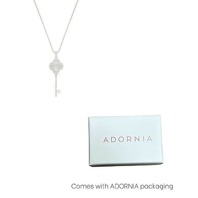 Adornia Cubic Zirconia Pave Clover Key Pendant Necklace