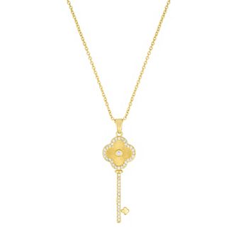 Adornia Cubic Zirconia Pave Clover Key Pendant Necklace