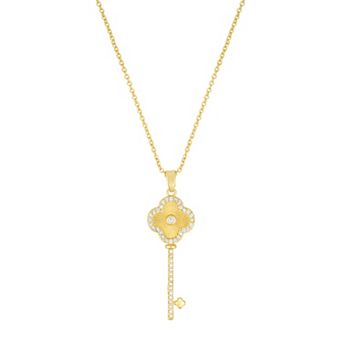 Adornia Cubic Zirconia Pave Clover Key Pendant Necklace