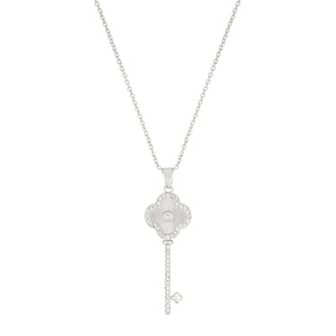 Adornia Cubic Zirconia Pave Clover Key Pendant Necklace
