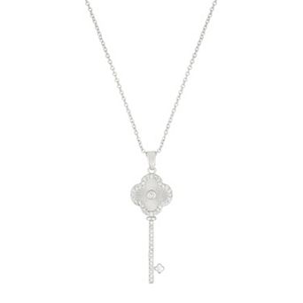 Adornia Cubic Zirconia Pave Clover Key Pendant Necklace