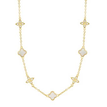 Adornia Mother-Of-Pearl & Cubic Zirconia Clover Station Necklace