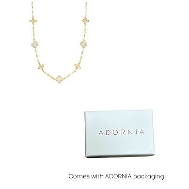 Adornia Mother-Of-Pearl & Cubic Zirconia Clover Station Necklace