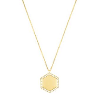 Adornia Cubic Zirconia Pave Hexagon Pendant Necklace