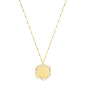 Adornia Cubic Zirconia Pave Hexagon Pendant Necklace