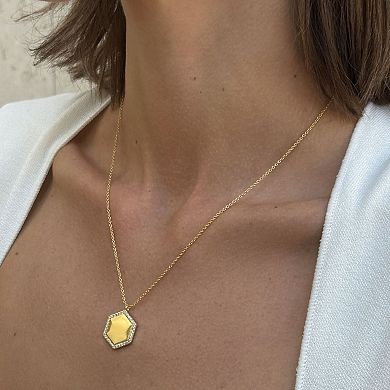 Adornia Cubic Zirconia Pave Hexagon Pendant Necklace