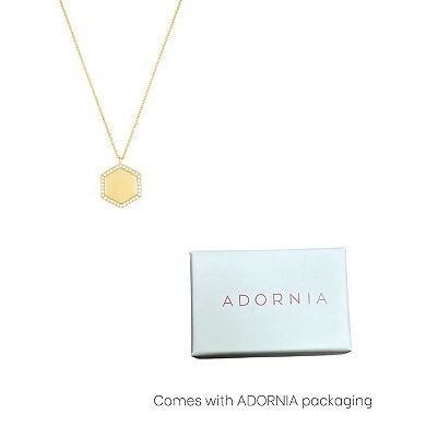 Adornia Cubic Zirconia Pave Hexagon Pendant Necklace
