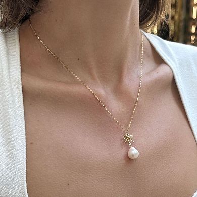 Adornia Freshwater Cultured Pearl Bow Necklace