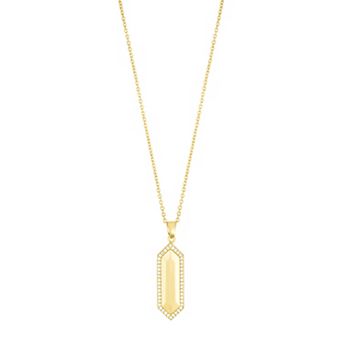 Adornia Elongated Cubic Zirconia Pave Hexagon Necklace