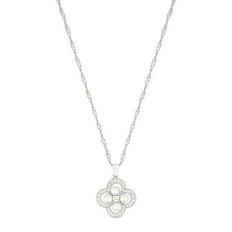 Adornia Simulated Pearl Clover Necklace