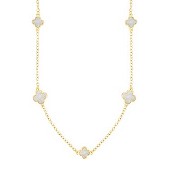 Adornia Mother-Of-Pearl Flower Station Necklace