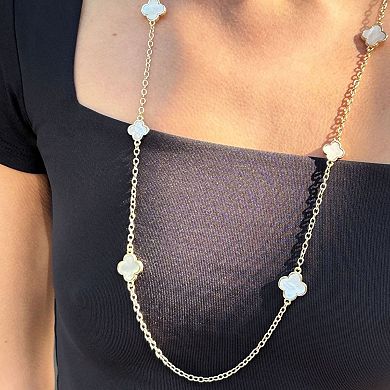 Adornia Mother-Of-Pearl Flower Station Necklace