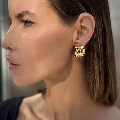 Adornia Rectangle Wavy Stud Earrings