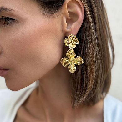 Adornia Flower Double Drop Earrings