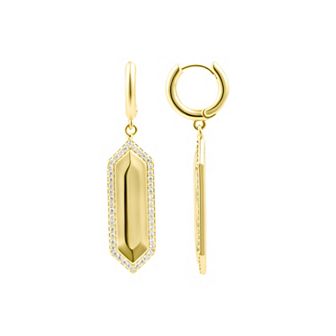 Adornia Cubic Zirconia Pave Elongated Hexagon Huggie Earrings