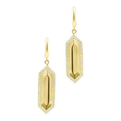 Adornia Cubic Zirconia Pave Elongated Hexagon Huggie Earrings