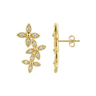 Adornia Cubic Zirconia Curved Flower Earrings