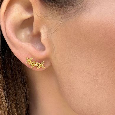Adornia Cubic Zirconia Curved Flower Earrings