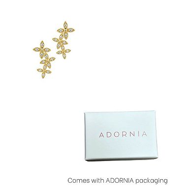 Adornia Cubic Zirconia Curved Flower Earrings