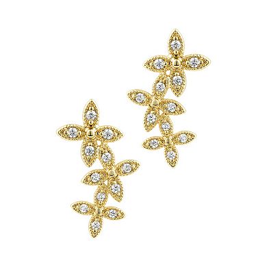 Adornia Cubic Zirconia Curved Flower Earrings