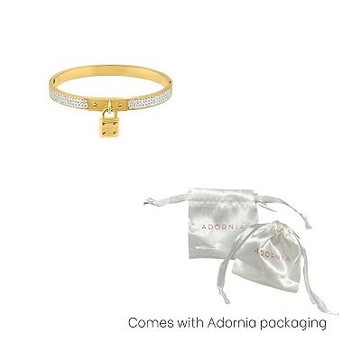 Adornia Tarnish Resistant Cubic Zirconia Pave Lock Bangle Bracelet