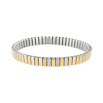 Adornia Tarnish Resistant Two-Tone Stainless Steel Stretch Bar Bracelet