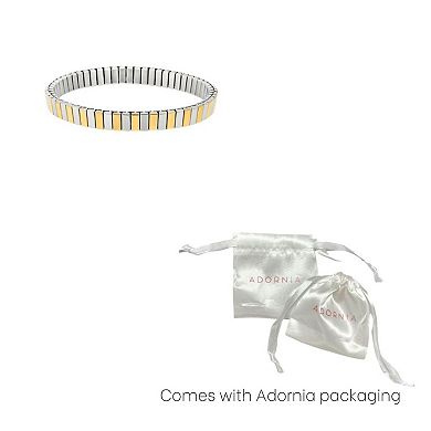 Adornia Tarnish Resistant Two-Tone Stainless Steel Stretch Bar Bracelet