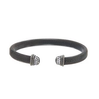 Juvell Black 18k Gold Plated Cubic Zirconia Mesh Bangle Bracelet