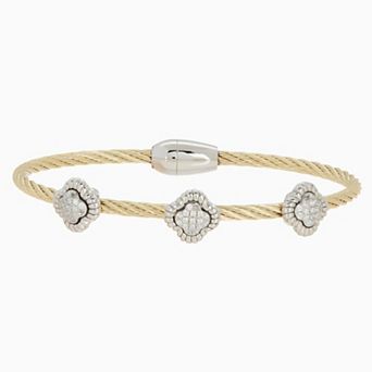 Juvell Two Tone 18k Gold Modern Cubic Zirconia Bangle Bracelet