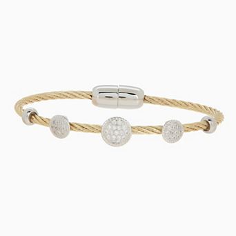 Juvell Two Tone 18k Gold Plated Cubic Zirconia Rope Bangle Bracelet