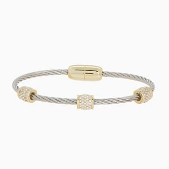 Juvell 18k Gold Plated Cubic Zirconia Rope Bangle Bracelet