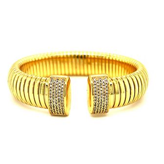 Juvell 18k Gold Plated Cubic Zirconia Shimmery Cuff Bracelet