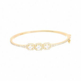 Juvell 18k Gold Plated Cubic Zirconia Halo Bangle Bracelet