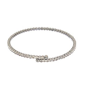 Juvell 18k White Gold Plated Cubic Zirconia Bypass Bangle Bracelet