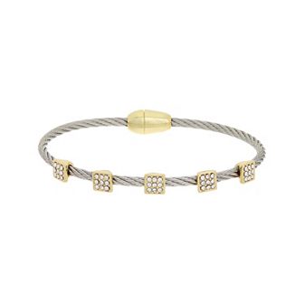Juvell 18k Gold Plated Square Bead Cubic Zirconia Bangle Bracelet