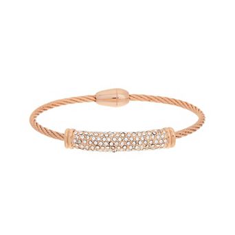 Juvell 18k Rose Gold Plated Cubic Zirconia Bangle Bracelet