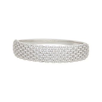 Juvell 18k White Gold Plated Multi Row Cubic Zirconia Bangle Bracelet