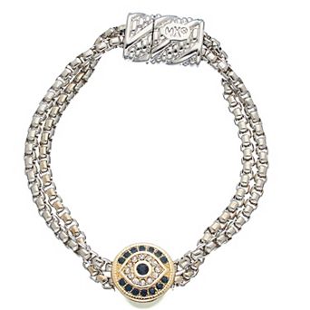 Juvell 18k White Gold Plated Cubic Zirconia Evil Eye Bracelet