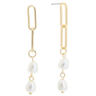 Juvell 18k Gold Plated Freshwater Cultured Pearl Linear Drop Earrings