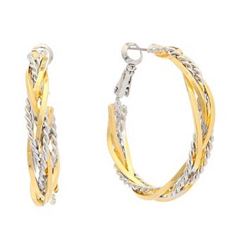 Juvell Two Tone 18k Gold Plated Twist Hoop Earrings