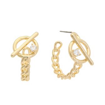 Juvell 18k Gold Plated Cubic Zirconia Toggle Hoop Earrings